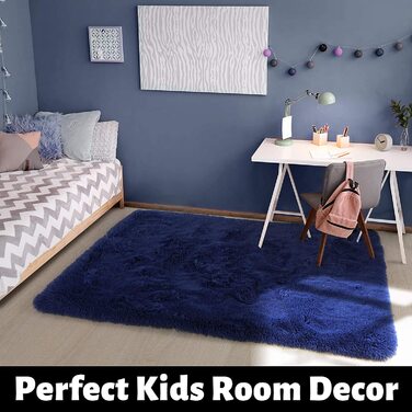 М'який килим для спальні, пухнаста вітальня, дитяча кімната, плюшевий килим, сірий килим, прямокутна форма, симпатична прикраса для кімнати, трав'янисто-зелений (3x5 футів, темно-синій)