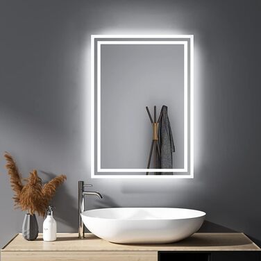 Дзеркало з підсвічуванням 40x60 см для ванної кімнати | LED дзеркало з підсвічуванням, IP67, A++