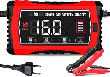 Зарядний пристрій для акумулятора 12V/24V Haisito: Швидка зарядка AGM, Gel, MF, EFB, SLA, VRLA (16A)