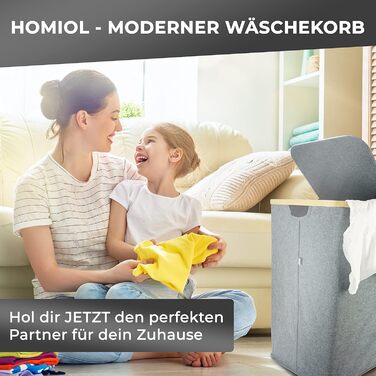 Кошик для білизни HOMIOL з кришкою, 100 літрів, XXL - 2 знімні мішки для білизни з 2 відділеннями