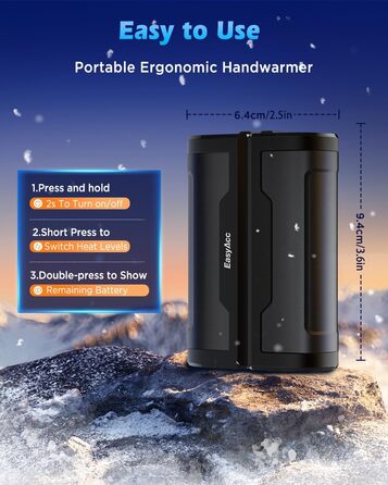 EasyAcc Портативний акумуляторний гріє рукавичка, чорний - великий