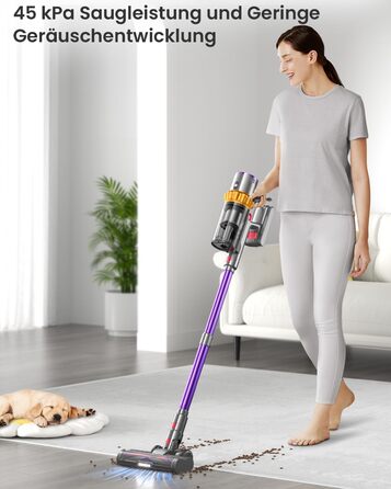 Бездротовий пилосос Anyson 45000Pa потужністю 550W з акумулятором 70Min, об'єм 1.6L, LED дисплей, антизаплутана щітка, для твердих поверхонь, килимів, шерсті тварин