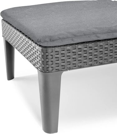 Шезлонг Keter Jaipur для саду з регульованою спинкою, сірий, з м'якою подушкою, імітація ротангу, 187 x 29 x 58 см