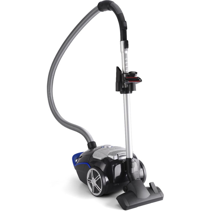 Пилсос Fakir Blue Vac Power TS 721 з мішком, 800 Вт, з кабелем, HEPA фільтр H14, тихий двигун 69dB(A), мішок 3л, радіус дії 12м, чорний/блакитний