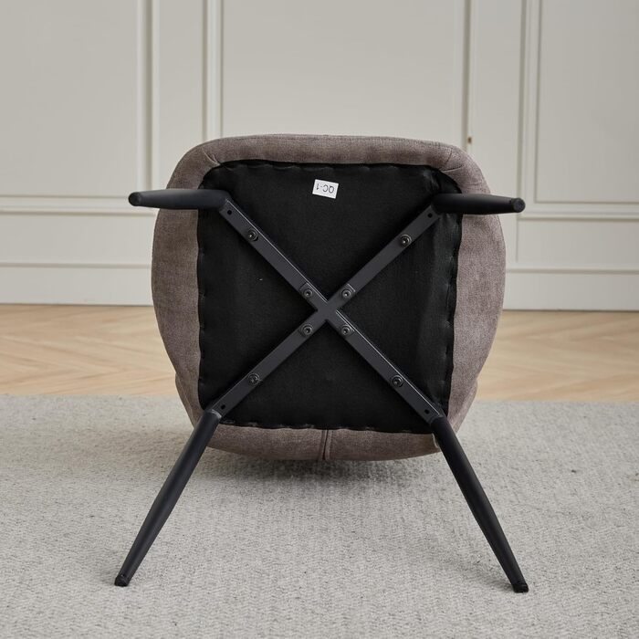 Набір обіднього столу GrandCA HOME: круглий стіл 100 см та 4 сучасні лінові стільці, для вітальні, кухні, їдальні. Колір: темно-сірий + коричневий (під мармур)