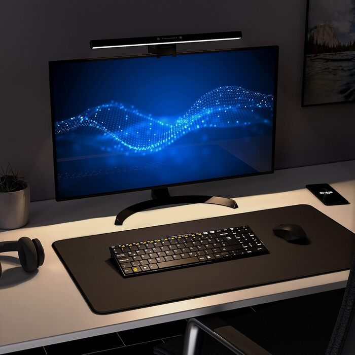 LED-лампа для монітора CSL Screenbar USB з пультом, регулювання яскравості, 3 колірні температури, захист очей, поворотна