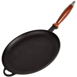 Сковорода для млинців чавунна сковорода для млинців зі знімною дерев'яною ручкою (22 см)