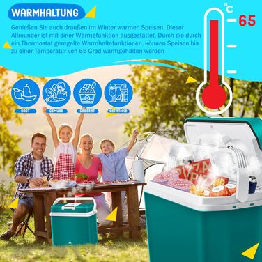 Автомобільний термобокс KESSER 24л: Електричний холодильник/грілка 12/230V для авто, човна, кемпінгу. Режими ECO та MAX. Зелений