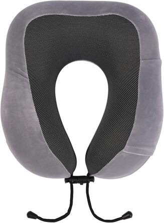 Набір подушок для шиї WELLGRO з 3D маскою для сну і затичками для вух - знімний чохол - Застібка-блискавка з піноматеріалу з ефектом пам'яті - в комплекті. Сумка для зберігання - Дорожня подушка-вибір кольору, Колір (Сірий)