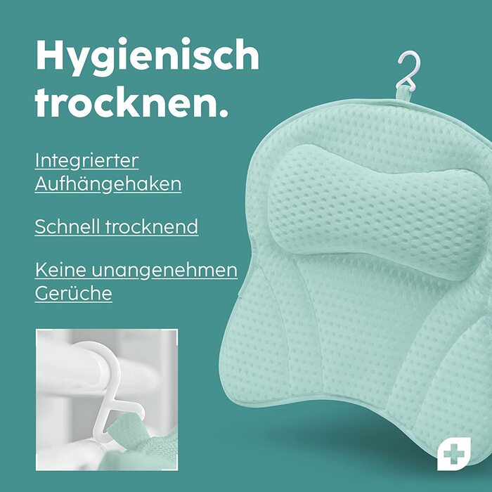 Подушка для ванни Vesta+ Badewannenkissen L з присосками, м'ятного кольору, для шиї та підтримки голови
