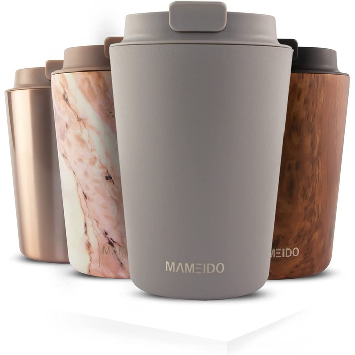 Термальна чашка MAMEIDO об'ємом 350 мл сіро-коричнева кавова чашка з нержавіючої сталі з подвійними стінками, герметична-Кружка Coffee to go