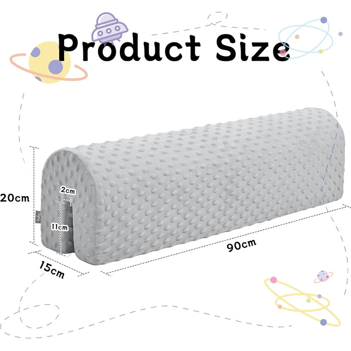 Захист для ліжечка HAVARGO для дітей (90 см, сірий) - бортик, захист рами ліжка, знімний чохол