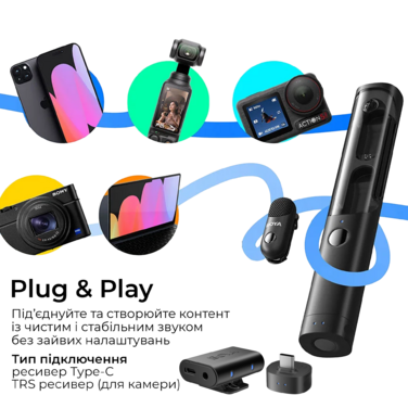 Бездротовий мікрофон BOYA Magic-03 Type-C/TRS Black