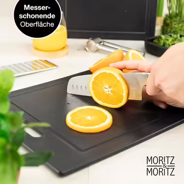 Набір обробних дощок Moritz & Moritz 2 шт. 36x27,5 см, пластик, без BPA, гранітний дизайн, з антиковзними ніжками та отвором для захвату, з канавкою для соку, чорні, великі для кухні