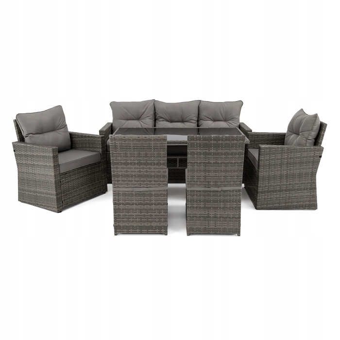 Комплект садових меблів із техноротанга EMWOmeble, сірий, 6 предметів