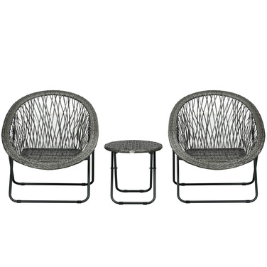 Балконний набір HOMCOM Folding Garden Set з журнальним столиком і 2 стільцями, включаючи подушки, сталевий сірий для патіо та саду