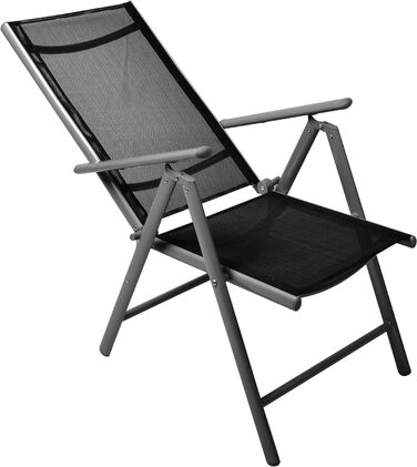 Комплект з 2 стільців, складаний стілець, садовий стілець, висока спинка для тераси, балкон кемпінг фестиваль, алюмінієвий регульований, легкий, стійкий, (1 стілець, чорний)