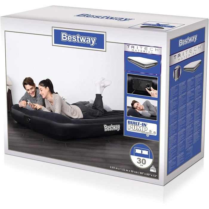 Надувний матрац Bestway Aeroluxe з вбудованим електронасосом, Queensize 203x152x46 см