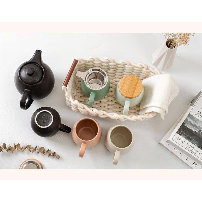 Заварник Happy Lemuro з вставкою для ситечка керамічний - 1,2 л - Керамічний чайник чорний (антрацит) - Чайник - Чайник - Заварник - Кераміка для чайника - Чайник - Чайник для розсипного чаю без підігрівача