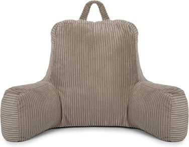 Підголовник Flumi з підлокітниками для читання, перегляду телевізора та відпочинку, подушка для ліжка та дивана з пральною наволочкою, наповнювач Foam, спинка з ручкою для перенесення (Кord, Бежевий)