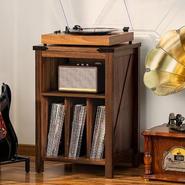 Підставка для програвача вінілу з полицями для платівок, дерев'яна, на 160 альбомів, для вітальні, спальні, офісу (колір: коричневий)