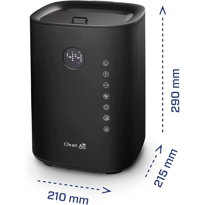 Ультразвуковий зволожувач повітря Clean Air Optima CA-605B з UVC-стерилізацією, іонізатором та аромадифузором, 480 мл/год, для приміщень до 65м², чорний