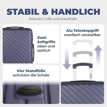 Набір валіз Onbest 3 шт. XXL (20', 24', 28') з ABS, з колесами, + вага – блакитний