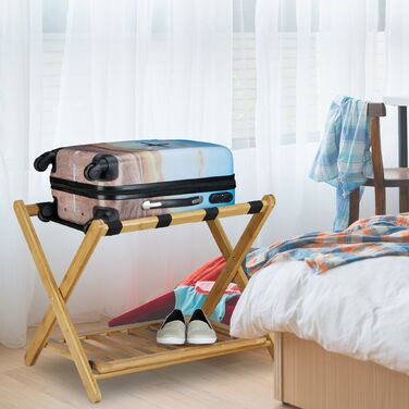 Підставка для валіз Relaxdays з бамбука з полицею