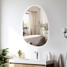 LED дзеркало для ванної кімнати з підсвічуванням, 70 x 50 см, холодний білий (6000K), енергозберігаюче, диммер, антизапар