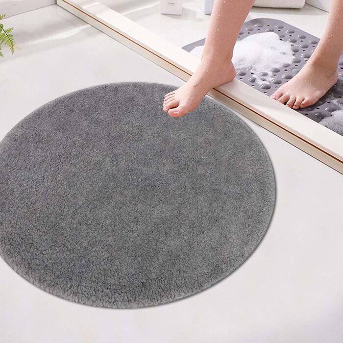 Килимок для ванної кімнати Famibay: набір 3 шт., неслизький, швидковисихаючий, сірий (80 x 80 см)