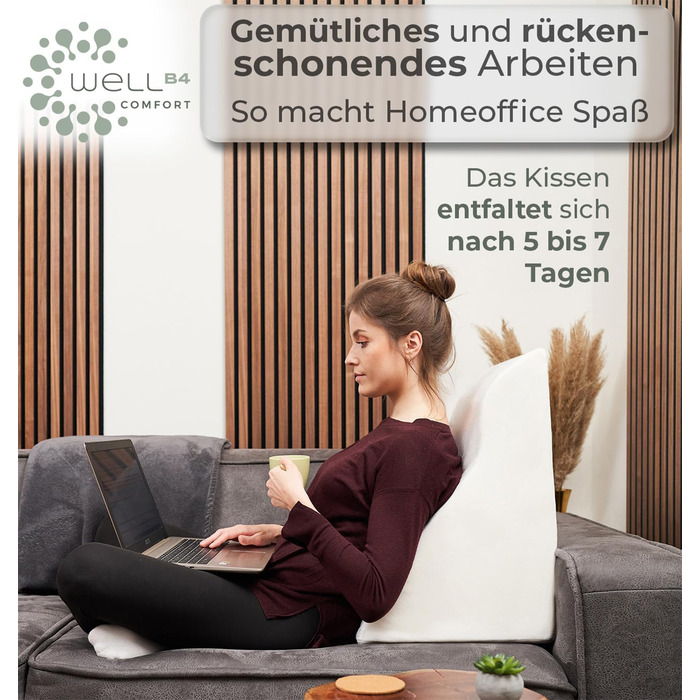 Ергономічна подушка для читання в ліжко та диван – зручна подушка для спини з Memory Foam – підходить як подушка при рефлюксі, клиновидна подушка для ліжка, подушка для спини в ліжку та сидячи, подушка для дивана, кістка для читання ВІДМІННО БІЛА