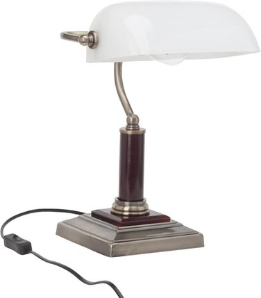 Лайтбокс стильний банкір - настільна лампа з поворотною головкою та вимикачем - скло/метал/дерево - висота 34 см