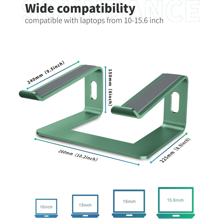Підставка для ноутбука Soundance, алюміній, ергономічна, для моніторів 10-15.6 дюймів