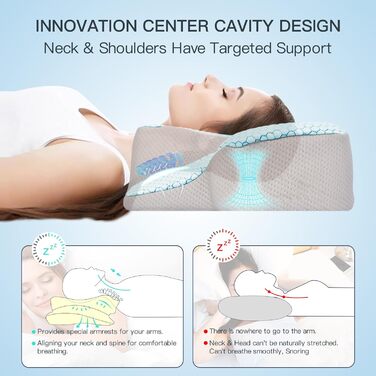 Подушка для шиї FEELIKEY з Memory Foam: охолоджуюча подушка для шийного відділу хребта та болю в плечах - ергономічна ортопедична подушка для сну на боці, спині та животі