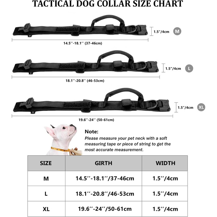 Тактичний ремінець для собак, еластичний ремінець для собак з м'якою підкладкою і міцною підкладкою для собак середніх розмірів (XL, Чорний)