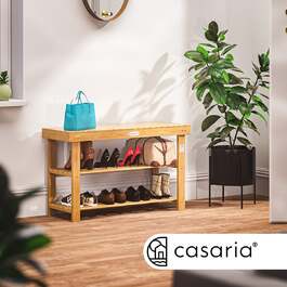 Полиця для взуття 2в1 деревина акації FSC® сертифікована 90x33x46см