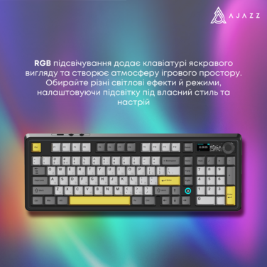 Бездротова механічна клавіатура Ajazz AK980 V2 Gift Switch V2 Black Grey Yellow (AK980-V2-G-BGY)