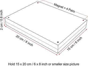 Рамка для фотографій Boxall 10 x 15 см(4 x 6 дюймів) - набір з 3 предметів, акрилова магнітна фоторамка, двостороння рамка без рамки, прозора, для робочого столу (15 x 20 см)