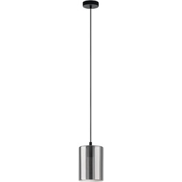 Підвісний світильник EGLO Cadaques 1, підвісний світильник з полум'ям 1, Елегантний, підвісний світильник зі сталі в сріблі та копченому склі, Лампа для обіднього столу, Світильник для вітальні з цоколем E27 Підвісний світильник Ø 16 см
