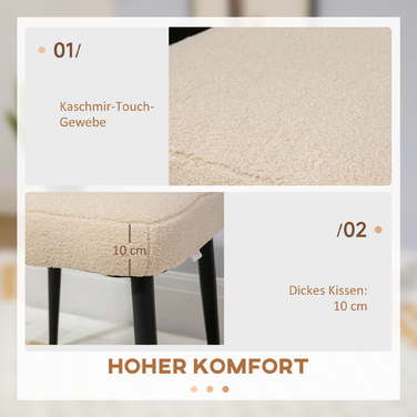 Табурет для макіяжу HOMCOM Footstool Квадратний пуф Cashmere Look зі сталевими ніжками для вітальні Спальні бежевий 42x42x47см