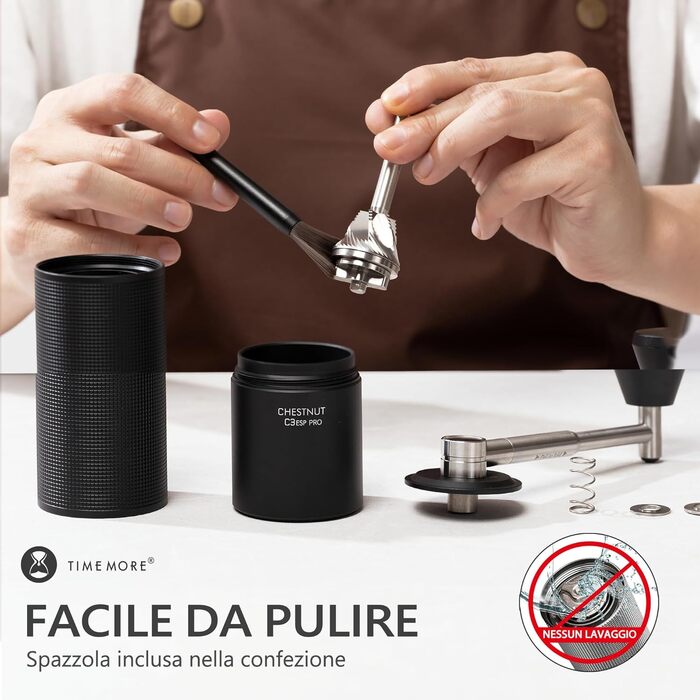 Ручна кавомолка TIMEMORE Chestnut C3 ESP PRO, чорна - для еспресо та френч-прес