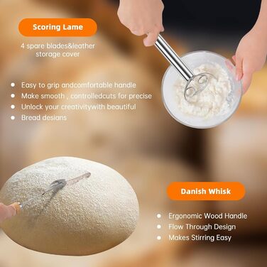 Набір для бродіння та випікання хліба: корзинка 25 см, набір 7 предметів, скляна тара 700 мл, 100% натуральний ротанг