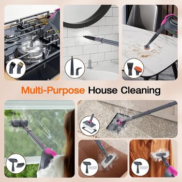 Пароочисник ScrubWiz 10-в-1: для кухні, підлоги, вікон, авто. Знімний ручний пароочисник, об'єм 320 мл, швидкий нагрів за 10 секунд, сріблясто-сірий колір