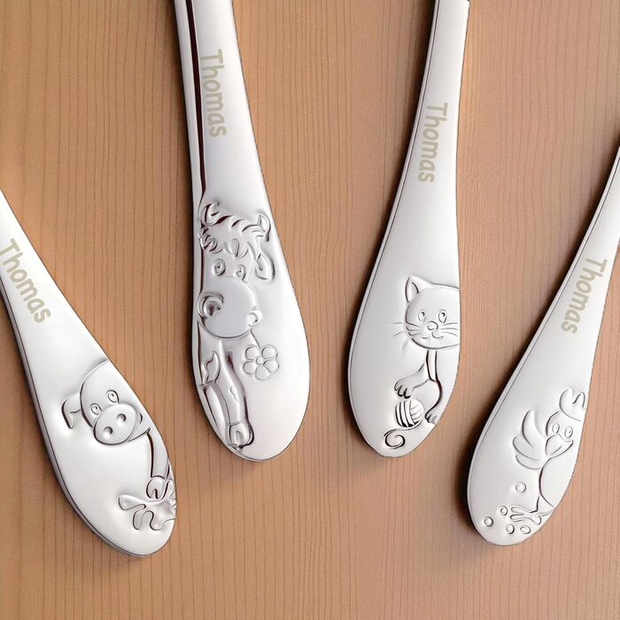 Дитячий набір посуду Kinderbesteck з гравіюванням імені, від 3 років, подарунок на хрещення/день народження, посуд для дітей, фермерський стиль