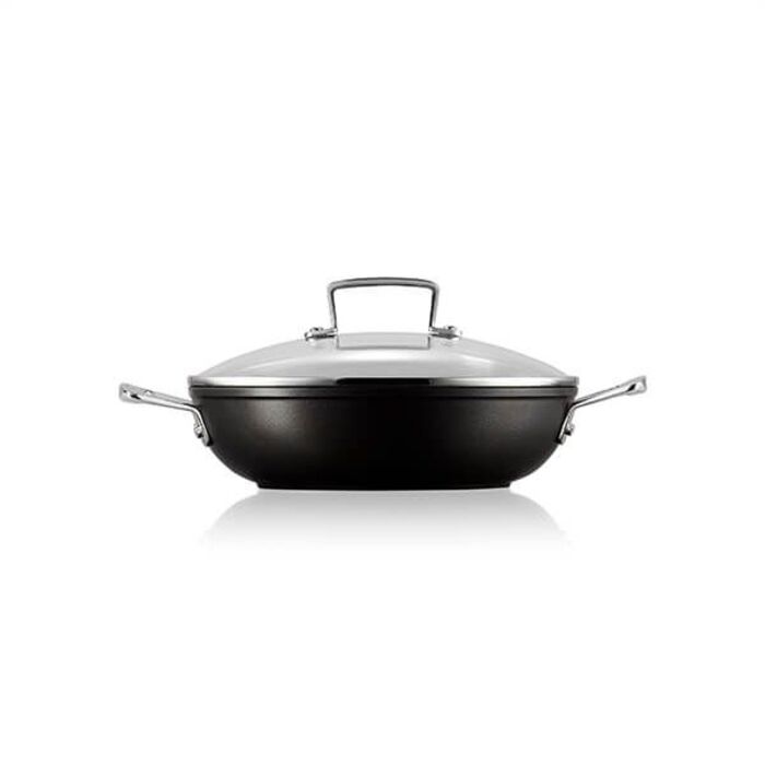 Каструля зі скляною кришкою низька 2,3 л чорна Le Creuset