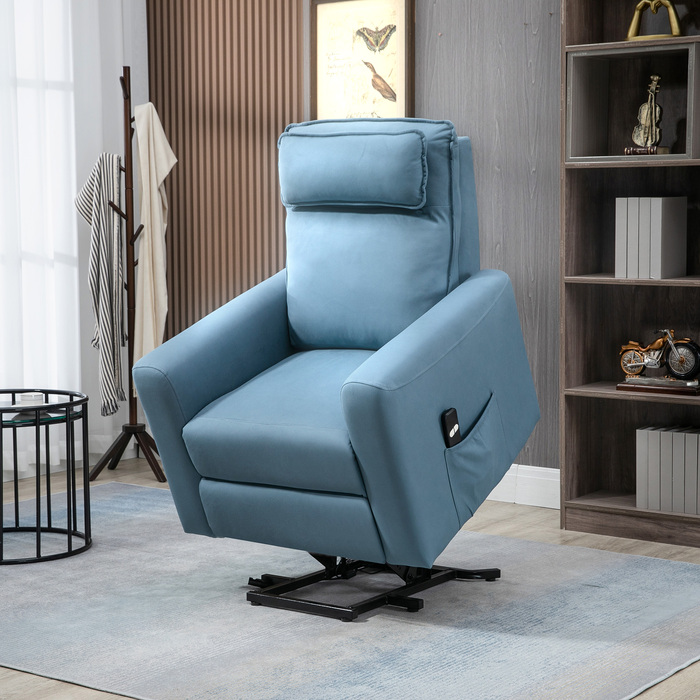 Електричне крісло-стійка HOMCOM Recliner з допоміжним засобом для стоячи та функцією відкидання, оббита пультом дистанційного керування та оксамитовою бічною кишенею