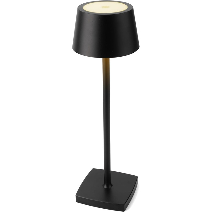 LED настільна лампа Seihoae бездротова, 6000mAh, IP54, алюміній, сенсорне керування, тепле світло, для спальні, кав'ярні, ресторану, чорна