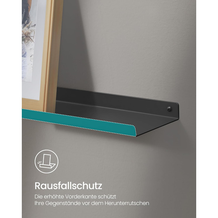 Набір металевих настінних полиць SONGMICS (3 шт), підвісні полиці в індустріальному стилі для вітальні, кухні та ванної кімнати, чорні, LFS12BK