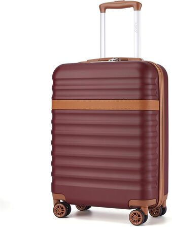 Чемодан-валіза KONO Mittelgroß (L) з ABS+PC, 4 колеса, TSA-замок (червоний/коричневий)