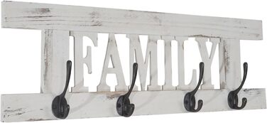 Набір настінних вішалок для одягу Mendler HWC-C60 HomeFamily Coat Rack Panel, Shabby-Look Vintage - (Білий, Потертий, 21 x 60 x 7 см)